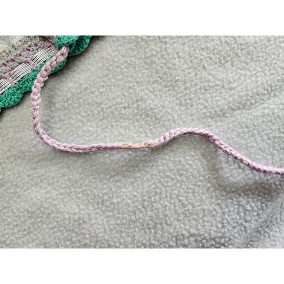 New Rinikini Bikini Top Small Crochet Metallic Teal Blue Silver Tassle - Picture 7 of 9